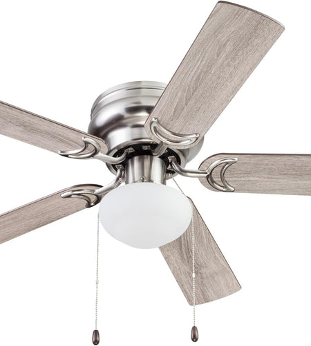 Alvina, 44 Inch Traditional Flush Mount Indoor LED Ceiling Fan with Light, Pull Chain, Dual Finish Blades, Reversible Motor - 51585-01 (Satin Nickel)
