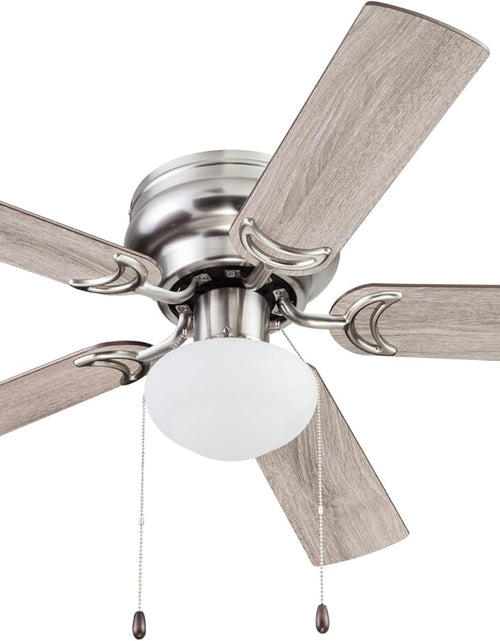 Load image into Gallery viewer, Alvina, 44 Inch Traditional Flush Mount Indoor LED Ceiling Fan with Light, Pull Chain, Dual Finish Blades, Reversible Motor - 51585-01 (Satin Nickel)
