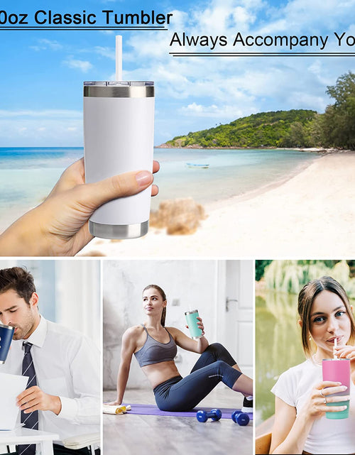 Load image into Gallery viewer, 20Oz Insulated Stainless Steel Tumbler, Coffee Tumbler with Lid and Straw, Double Wall Vacuum Leak-Proof Travel Coffee Mug, Powder Coated Water Tumbler Cup for Hot and Cold Drinks (Day&amp;Night,1)
