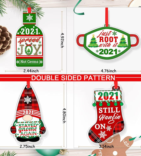 4 Pack Christmas Ornaments,  2021 Christmas Ornaments Christmas Decorations 2021 Christmas Tree Ornaments Christmas Home Ornaments 2021 Christmas Tree Decorations - Gifts for Christmas
