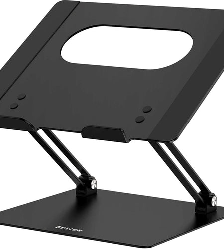 LS10 Aluminum Laptop Stand, Ergonomic Adjustable Notebook Riser Holder Computer Stand Compatible with Air, Pro, Dell, HP, Lenovo More 10-14" Laptops, Black