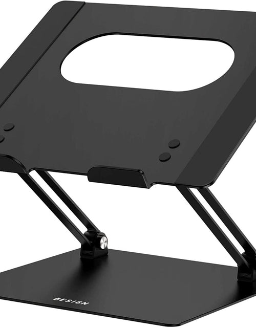 Load image into Gallery viewer, LS10 Aluminum Laptop Stand, Ergonomic Adjustable Notebook Riser Holder Computer Stand Compatible with Air, Pro, Dell, HP, Lenovo More 10-14" Laptops, Black
