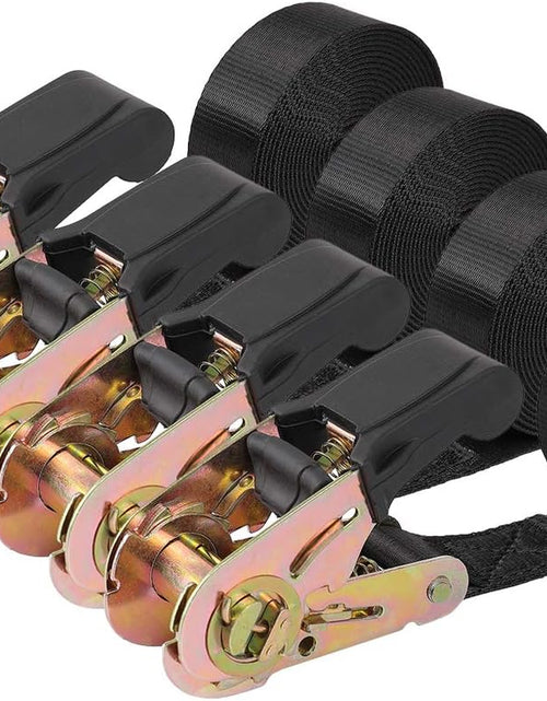 Load image into Gallery viewer, Endless Ratchet Tie down Straps Heavy Duty Cargo Tie Downs, Durable Nylon Black Strap down Ratcheting Securing Straps, Track Spring Fittings, Tie-Down Motorcycles, Trailer Loads, Kayak (8Ft - 4Pack)
