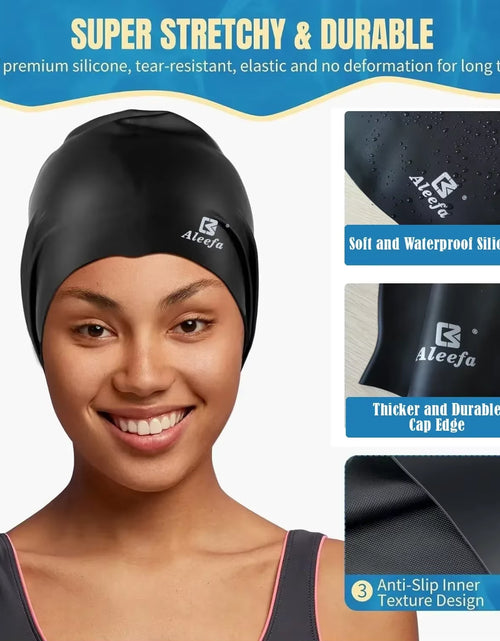 Load image into Gallery viewer, Extra Large Swim Cap for Women Long Hair Braids Dreadlocks, Silicone Bathing Swimming Caps,Weaves, Curls &amp; Afros, Waterproof
