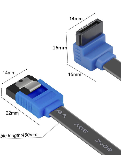 Load image into Gallery viewer, SATA Cable III, 3 Pack SATA Cable III 6Gbps 90 Degree Right Angle with Locking Latch 18 Inch for SATA HDD, SSD, CD Driver, CD Writer - Blue
