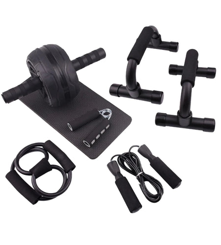 Abs Roller Wheel Indoor Fitness Equipment Set Home Gym Workout Chest Expander Blue