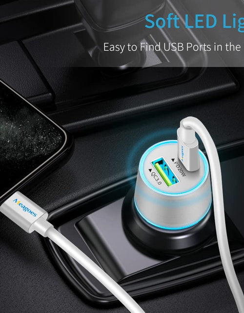 Load image into Gallery viewer, Fast USB C Car Charger,  20W PD Rapid Charging Adapter Compatible for Apple Iphone 14 Pro Max/14 Pro/14 Plus/14/13/12/Mini/11/Xs/Xr/X/8 Plus/Se 3-3.3Ft Mfi Certified Type C to Lightning Cable
