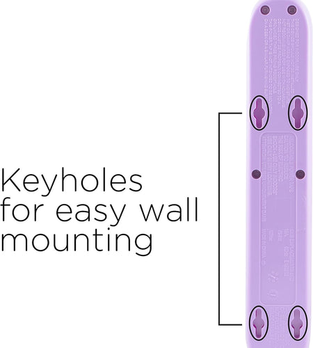 6-Outlet Surge Protector, 3 Ft Braided Extension Cord, Power Strip, Flat Plug, Decorative Cable, Wall Mount, Tangle-Free, Warranty, UL Listed, Purple, 41639