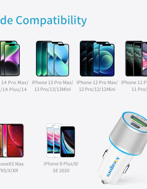 Load image into Gallery viewer, Fast USB C Car Charger,  20W PD Rapid Charging Adapter Compatible for Apple Iphone 14 Pro Max/14 Pro/14 Plus/14/13/12/Mini/11/Xs/Xr/X/8 Plus/Se 3-3.3Ft Mfi Certified Type C to Lightning Cable
