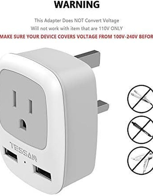 Load image into Gallery viewer, UK Ireland Hong Kong Power Adapter, International Travel Plug with 2 USB, Type G Converter Outlet Adaptor Charger for USA to British England Scotland Irish Qatar London
