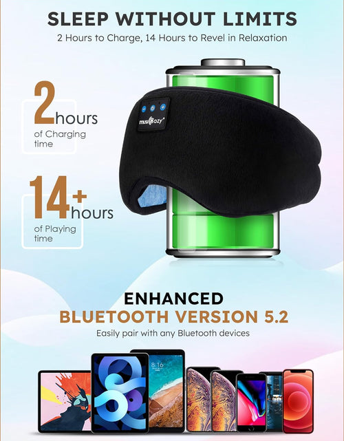 Load image into Gallery viewer, Sleep Headphones Bluetooth Headband Sleeping Headphones Eye Mask for Women Men Unisex, Wireless Music Mask Built-In Speakers Microphone Adjustable Strap for Side Sleepers Travel Office
