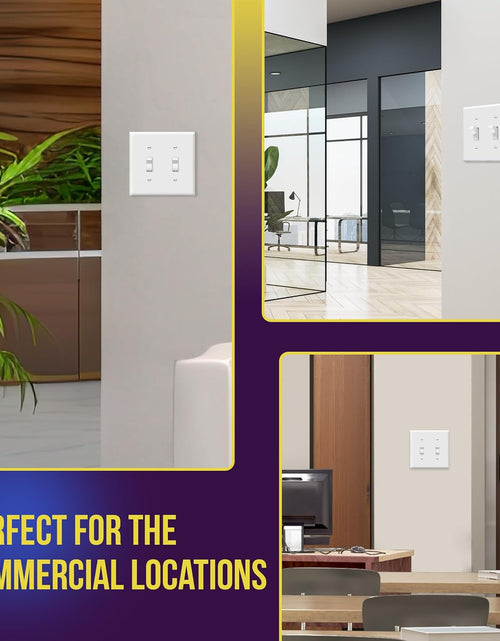 Load image into Gallery viewer, Toggle Light Switch Wall Plate, Gloss Finish, Size 2-Gang 4.50" X 4.57", Double Switch Cover, Unbreakable Polycarbonate Thermoplastic, 8812-W, White
