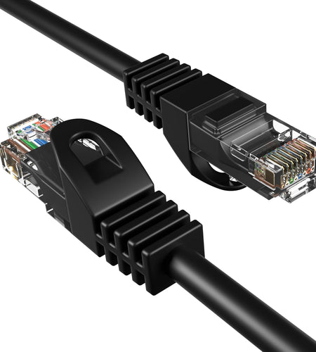 75Ft Black Cat5E Ethernet Network Patch Cable Internet Wire for Modem, Router, Pc, TV, Consoles