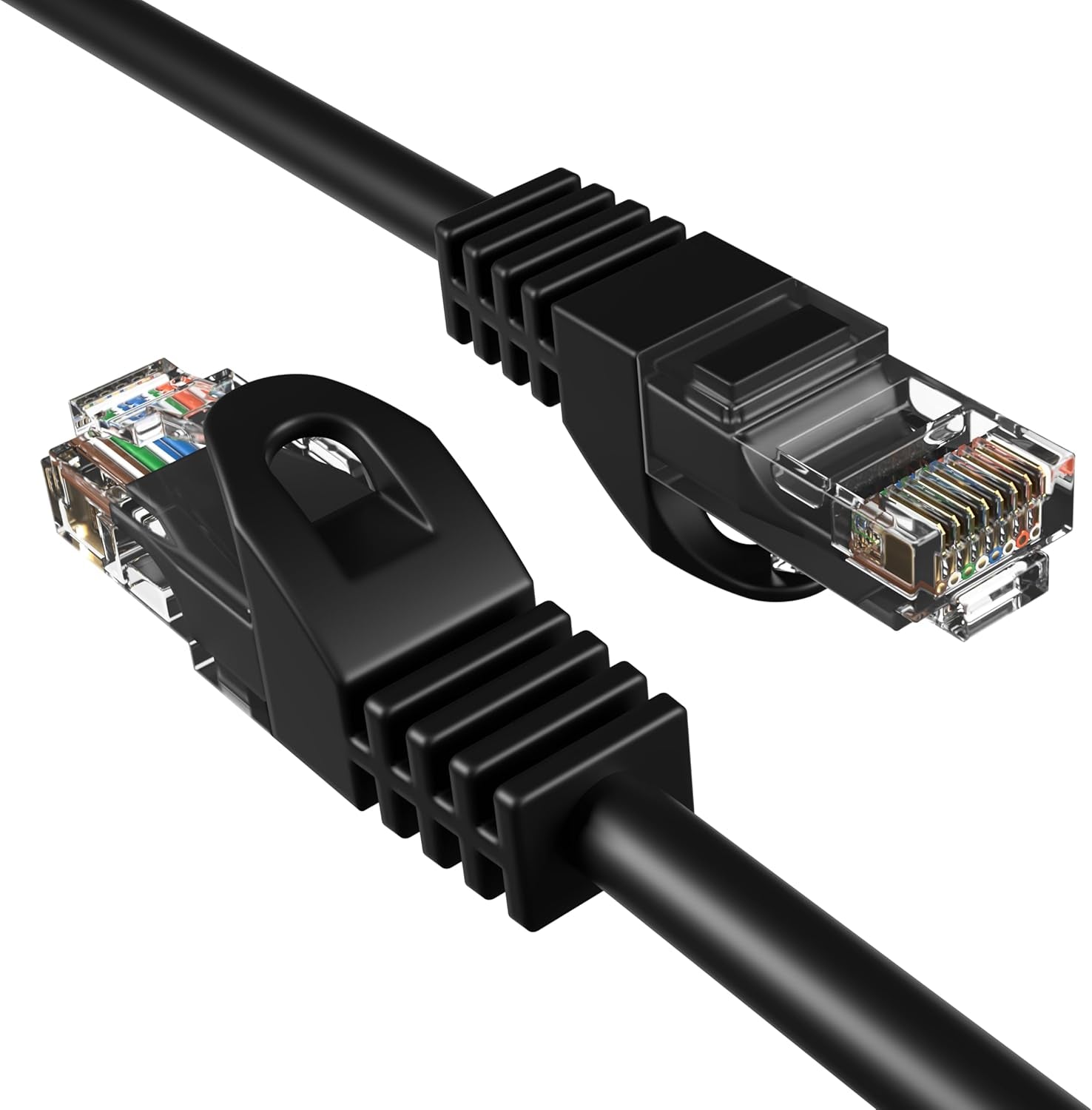 75Ft Black Cat5E Ethernet Network Patch Cable Internet Wire for Modem, Router, Pc, TV, Consoles