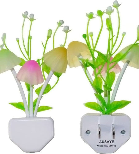 2-Pack Night Lights 7 Color Changing W/Dusk to Dawn Sensor LED Nightlight Mushroom Lamp, 0.6W Plug-In LED Lamp Auto On/Off Night Light for Kids Children Baby Adults Mother