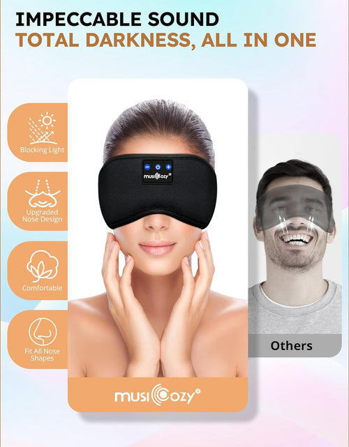 Load image into Gallery viewer, Sleep Headphones Bluetooth Headband Sleeping Headphones Eye Mask for Women Men Unisex, Wireless Music Mask Built-In Speakers Microphone Adjustable Strap for Side Sleepers Travel Office
