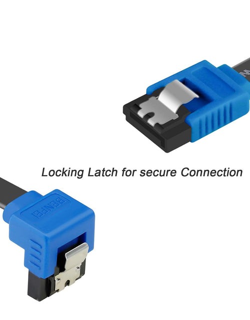 Load image into Gallery viewer, SATA Cable III, 3 Pack SATA Cable III 6Gbps 90 Degree Right Angle with Locking Latch 18 Inch for SATA HDD, SSD, CD Driver, CD Writer - Blue
