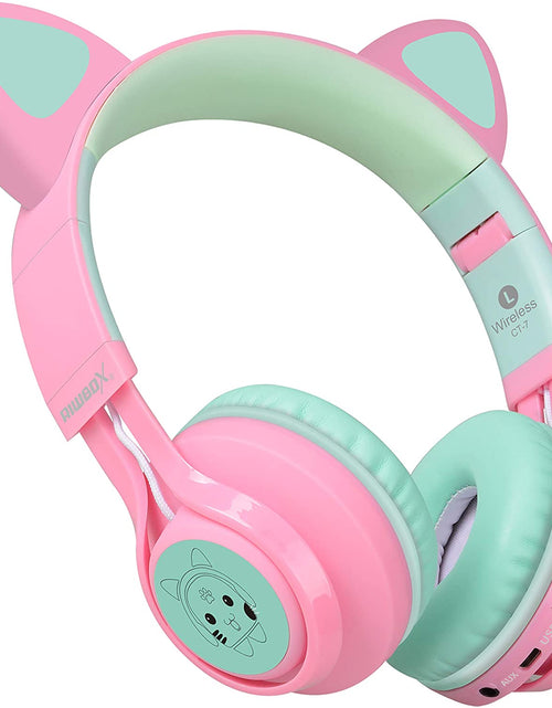 Load image into Gallery viewer, CT-7 Cat Ear Bluetooth Headphones, LED Light up Bluetooth Wireless over Ear Headphones with Microphone and Volume Control for Iphone/Ipad/Smartphones/Laptop/Pc/Tv
