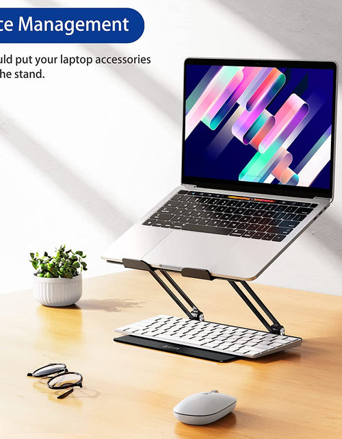 Load image into Gallery viewer, LS10 Aluminum Laptop Stand, Ergonomic Adjustable Notebook Riser Holder Computer Stand Compatible with Air, Pro, Dell, HP, Lenovo More 10-14" Laptops, Black
