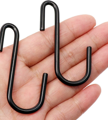 10 Pack Heavy Duty S Hooks Black S Shaped Hooks Hanging Hangers Hooks for Kitchen, Bathroom, Bedroom and Office: Pan, Pot, Coat, Bag, Plants(10 Pack/Black/Small)