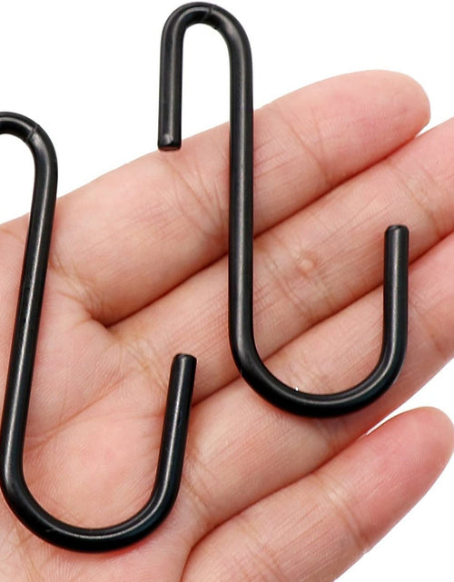 Load image into Gallery viewer, 10 Pack Heavy Duty S Hooks Black S Shaped Hooks Hanging Hangers Hooks for Kitchen, Bathroom, Bedroom and Office: Pan, Pot, Coat, Bag, Plants(10 Pack/Black/Small)
