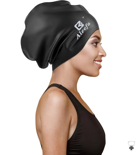 Extra Large Swim Cap for Women Long Hair Braids Dreadlocks, Silicone Bathing Swimming Caps,Weaves, Curls & Afros, Waterproof