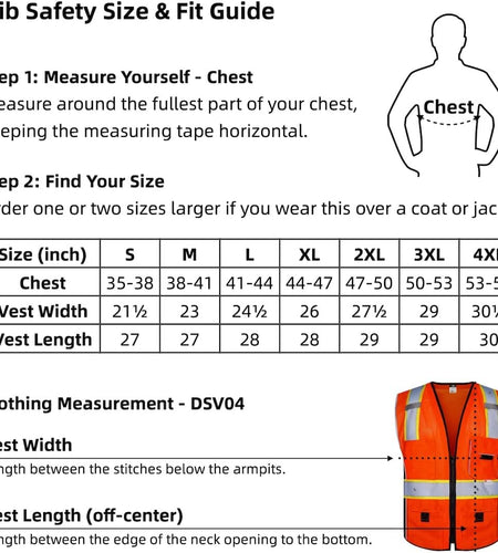 Vest Reflective Orange Mesh, High Visibility Vest with Pockets and Zipper, Heavy Duty Vest Made with 3M Reflective Tape 2XL