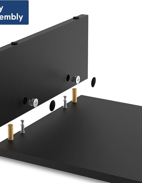 Load image into Gallery viewer, Dual Monitor Stand – 3 Shelf Computer Monitor Riser, Wood Desktop Stand with Adjustable Length and Angle, Desk Accessories, Office Supplies Medium Black,Dt108001Wb
