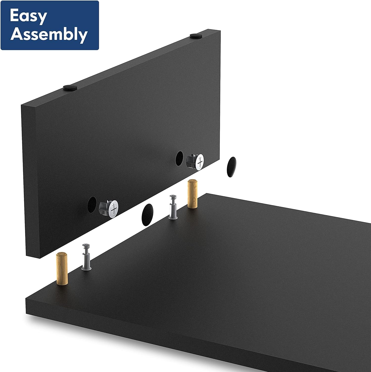 Dual Monitor Stand – 3 Shelf Computer Monitor Riser, Wood Desktop Stand with Adjustable Length and Angle, Desk Accessories, Office Supplies Medium Black,Dt108001Wb