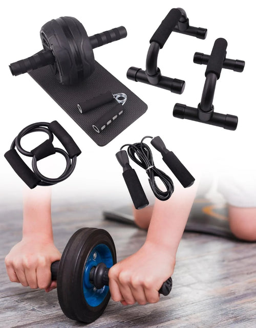 Load image into Gallery viewer, Abs Roller Wheel Indoor Fitness Equipment Set Home Gym Workout Chest Expander Blue
