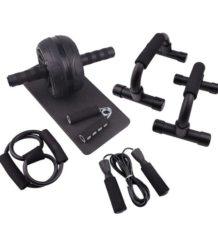 Abs Roller Wheel Indoor Fitness Equipment Set Home Gym Workout Chest Expander Blue