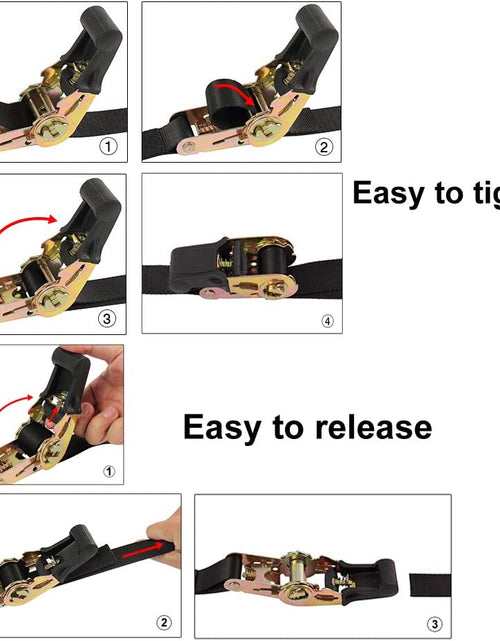 Load image into Gallery viewer, Endless Ratchet Tie down Straps Heavy Duty Cargo Tie Downs, Durable Nylon Black Strap down Ratcheting Securing Straps, Track Spring Fittings, Tie-Down Motorcycles, Trailer Loads, Kayak (8Ft - 4Pack)
