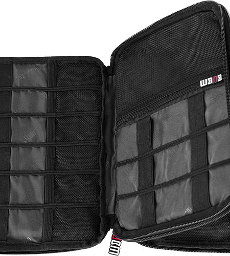Double Layer Electronic Accessories Organizer, Travel Gadget Bag for Cables, USB Flash Drive, Plug and More, Perfect Size Fits for Ipad Mini (Medium, Black)