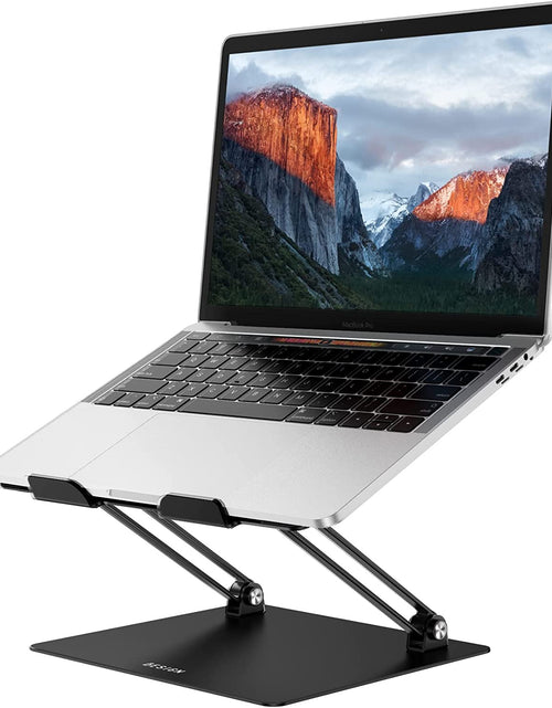 Load image into Gallery viewer, LS10 Aluminum Laptop Stand, Ergonomic Adjustable Notebook Riser Holder Computer Stand Compatible with Air, Pro, Dell, HP, Lenovo More 10-14" Laptops, Black
