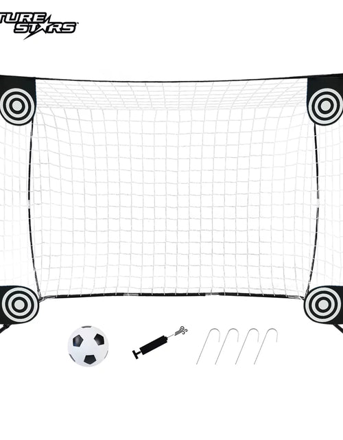 Load image into Gallery viewer, 7Ft Flex Soccer Goal Combo Set - 1 7Ft Flex Net, 4 Targets, 1 Soccer Ball and Pump! Soccer Game in a Box!
