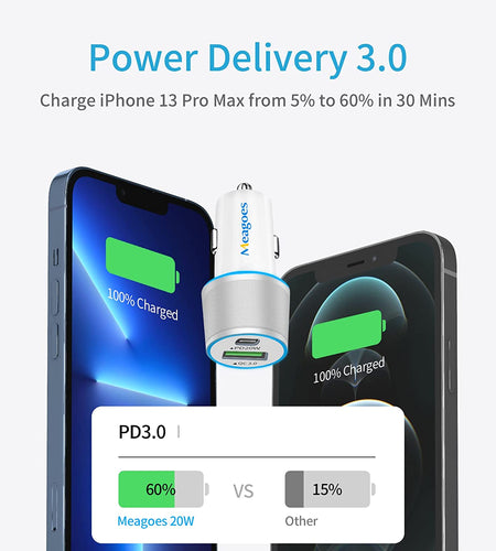 Fast USB C Car Charger,  20W PD Rapid Charging Adapter Compatible for Apple Iphone 14 Pro Max/14 Pro/14 Plus/14/13/12/Mini/11/Xs/Xr/X/8 Plus/Se 3-3.3Ft Mfi Certified Type C to Lightning Cable
