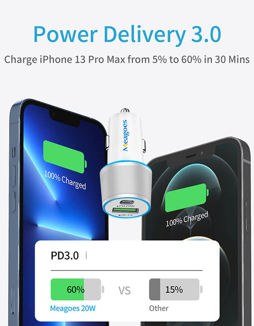 Load image into Gallery viewer, Fast USB C Car Charger,  20W PD Rapid Charging Adapter Compatible for Apple Iphone 14 Pro Max/14 Pro/14 Plus/14/13/12/Mini/11/Xs/Xr/X/8 Plus/Se 3-3.3Ft Mfi Certified Type C to Lightning Cable
