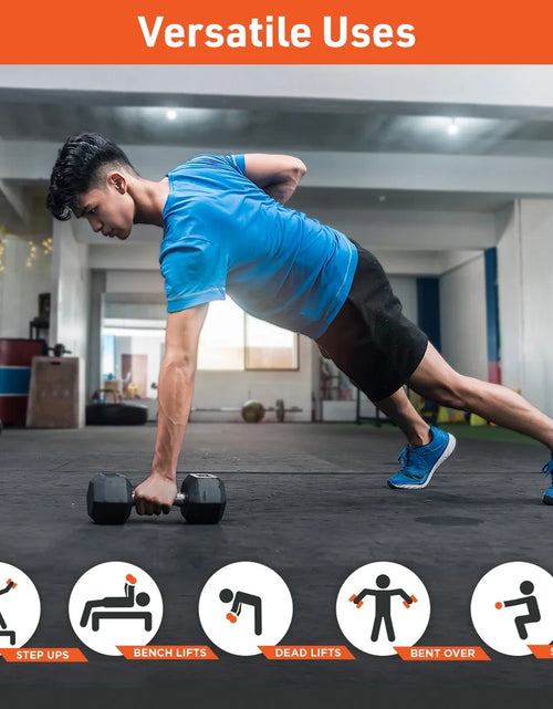Load image into Gallery viewer, Rubber Encased Hex Dumbbell - Set of Two - Black/Metal - 65 Pounds
