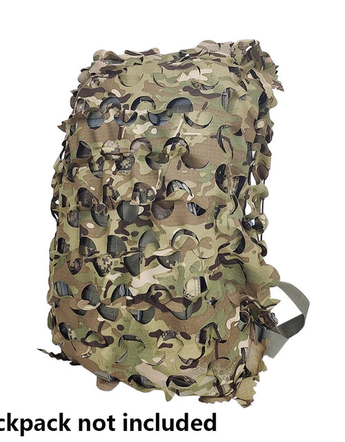 Load image into Gallery viewer, 3D Camo Net Tactical Backpack Cover Laser Cut Camouflage Pack Rucksack Cover Scrim Hunting Bag Accessories CS Wargame
