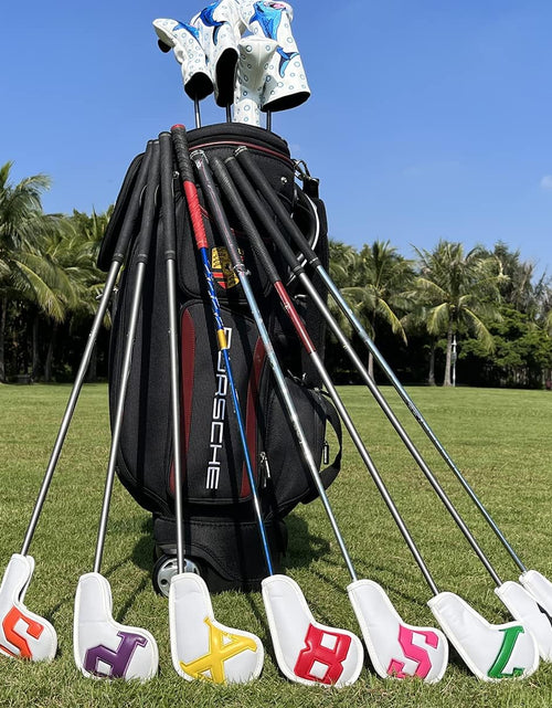Load image into Gallery viewer, Golf Iron Covers 10Pcs,Golf Iron Head Covers Leather Golf Iron Covers Set Colorful Golf Iron Headcovers,Golf Club Head Covers for Iron with Magic Tape Fit Titleist,Callaway,Ping
