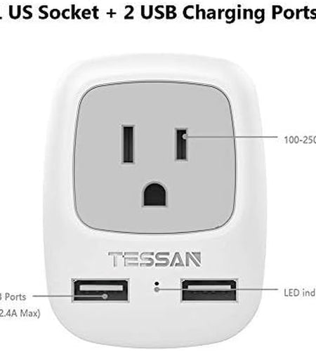 UK Ireland Hong Kong Power Adapter, International Travel Plug with 2 USB, Type G Converter Outlet Adaptor Charger for USA to British England Scotland Irish Qatar London