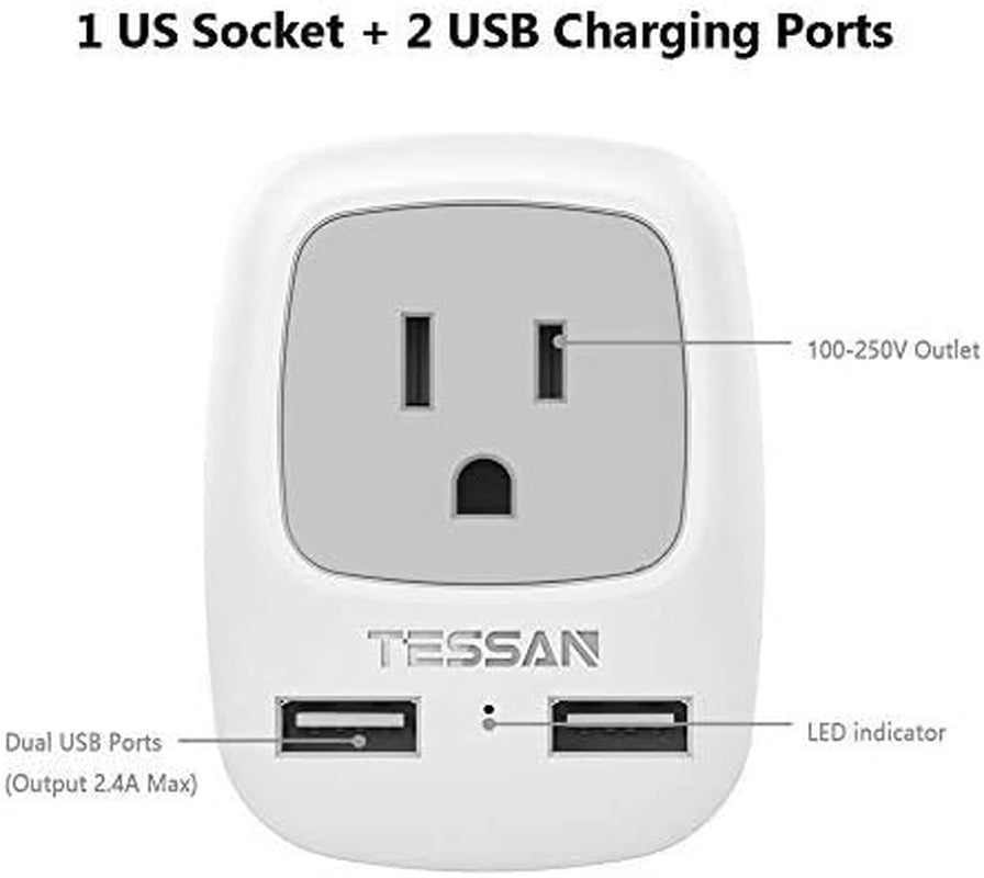 UK Ireland Hong Kong Power Adapter, International Travel Plug with 2 USB, Type G Converter Outlet Adaptor Charger for USA to British England Scotland Irish Qatar London