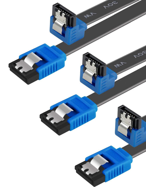 Load image into Gallery viewer, SATA Cable III, 3 Pack SATA Cable III 6Gbps 90 Degree Right Angle with Locking Latch 18 Inch for SATA HDD, SSD, CD Driver, CD Writer - Blue
