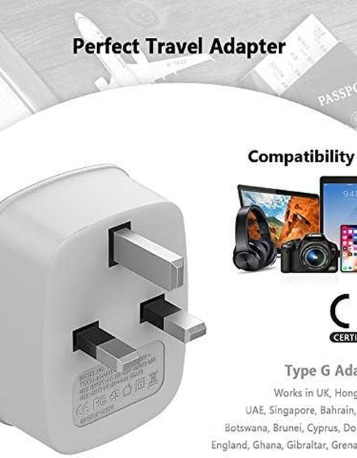 Load image into Gallery viewer, UK Ireland Hong Kong Power Adapter, International Travel Plug with 2 USB, Type G Converter Outlet Adaptor Charger for USA to British England Scotland Irish Qatar London
