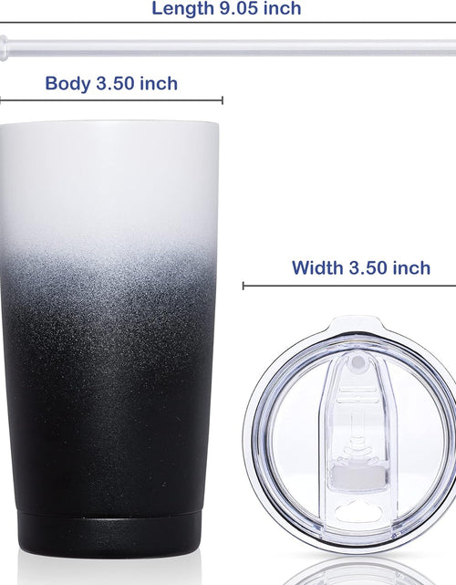 Load image into Gallery viewer, 20Oz Insulated Stainless Steel Tumbler, Coffee Tumbler with Lid and Straw, Double Wall Vacuum Leak-Proof Travel Coffee Mug, Powder Coated Water Tumbler Cup for Hot and Cold Drinks (Day&amp;Night,1)
