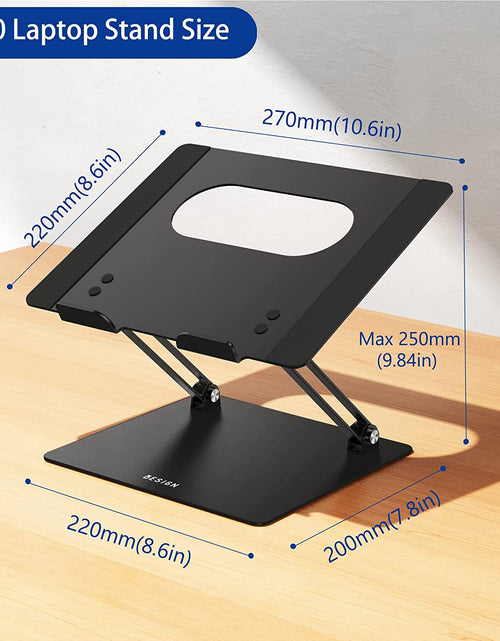 Load image into Gallery viewer, LS10 Aluminum Laptop Stand, Ergonomic Adjustable Notebook Riser Holder Computer Stand Compatible with Air, Pro, Dell, HP, Lenovo More 10-14" Laptops, Black
