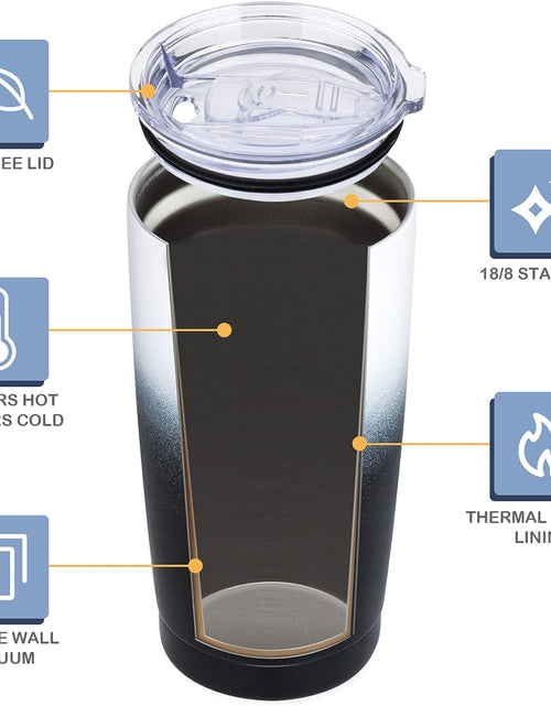 Load image into Gallery viewer, 20Oz Insulated Stainless Steel Tumbler, Coffee Tumbler with Lid and Straw, Double Wall Vacuum Leak-Proof Travel Coffee Mug, Powder Coated Water Tumbler Cup for Hot and Cold Drinks (Day&amp;Night,1)
