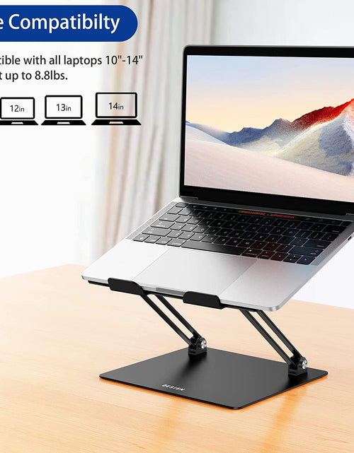Load image into Gallery viewer, LS10 Aluminum Laptop Stand, Ergonomic Adjustable Notebook Riser Holder Computer Stand Compatible with Air, Pro, Dell, HP, Lenovo More 10-14" Laptops, Black
