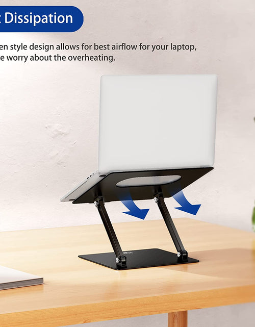 Load image into Gallery viewer, LS10 Aluminum Laptop Stand, Ergonomic Adjustable Notebook Riser Holder Computer Stand Compatible with Air, Pro, Dell, HP, Lenovo More 10-14" Laptops, Black
