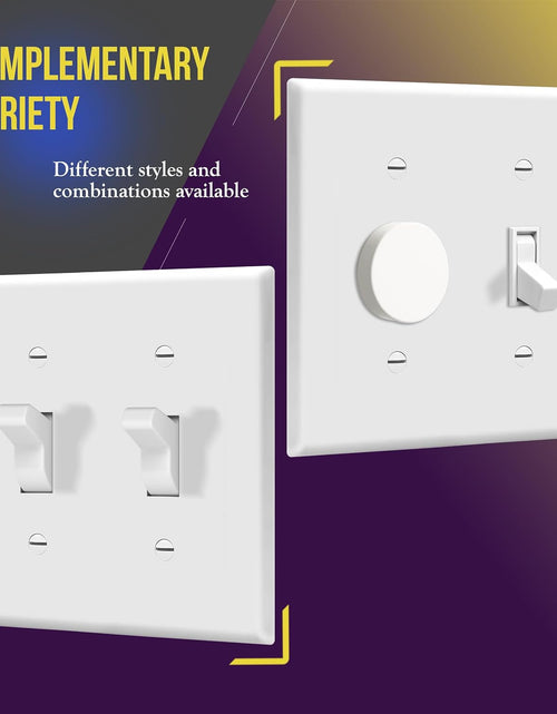 Load image into Gallery viewer, Toggle Light Switch Wall Plate, Gloss Finish, Size 2-Gang 4.50" X 4.57", Double Switch Cover, Unbreakable Polycarbonate Thermoplastic, 8812-W, White
